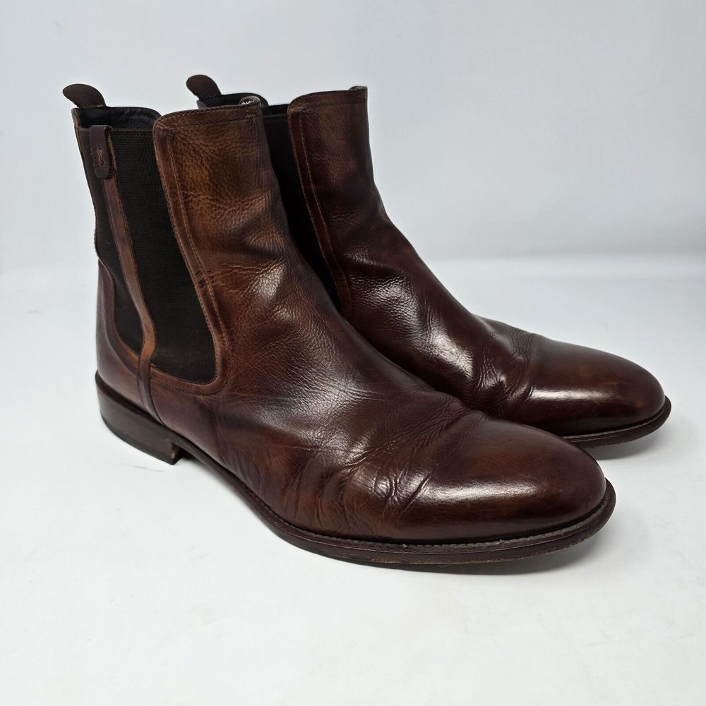 Magnanni Men's Brown Leather Chelsea Boots Size 12 Made In Spain